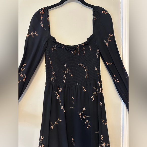 Reformation Kelli Dress in Black with Pink floral - Picture 5 of 5